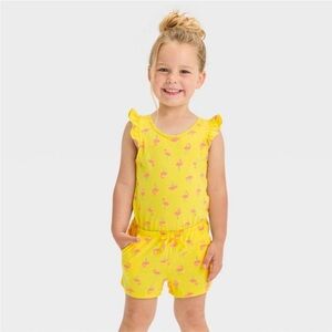 Cat & Jack Yellow Flamingo Romper